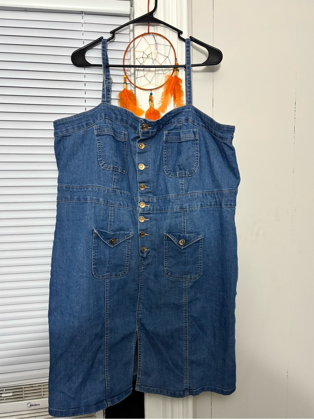 Denim Button-Front Women’s Jean Dress - Blue